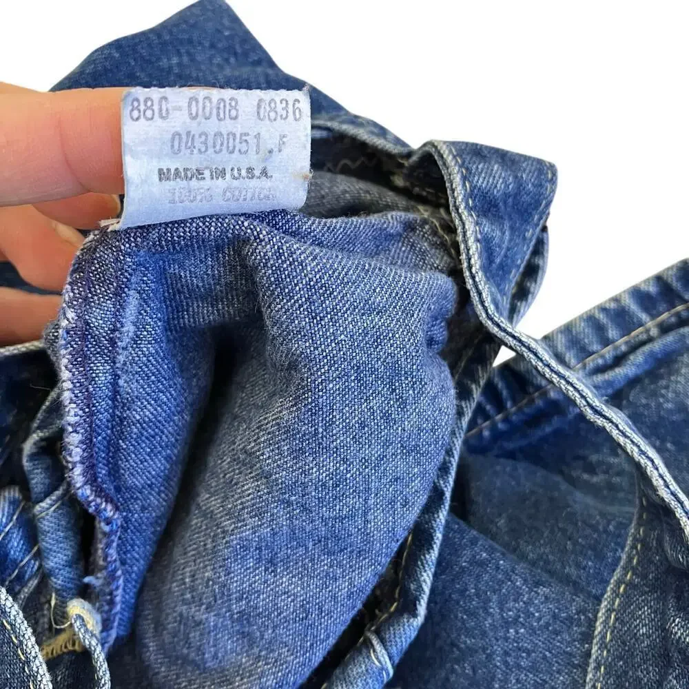 OshKosh Vintage 90s Bubble Leg Bib Style Denim Overalls USA Made Sz 12Mo